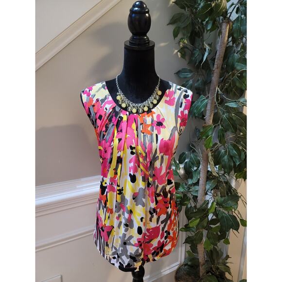 Kasper Blouse Women's Medium Multicolor Polyester Sleeveless Scoop Neck - Picture 1 of 11
